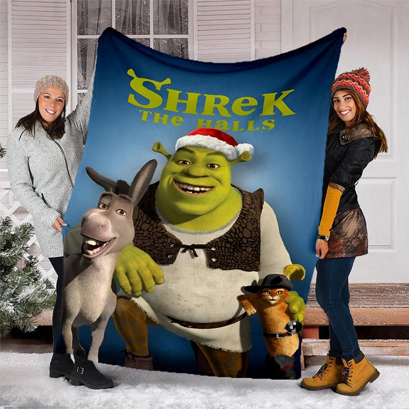 Shrek-Thema Bedruckte Decke Perfekt für Sofa Bett Reisen Außenbereich Maschinenwaschbar Gemütlich Langlebig