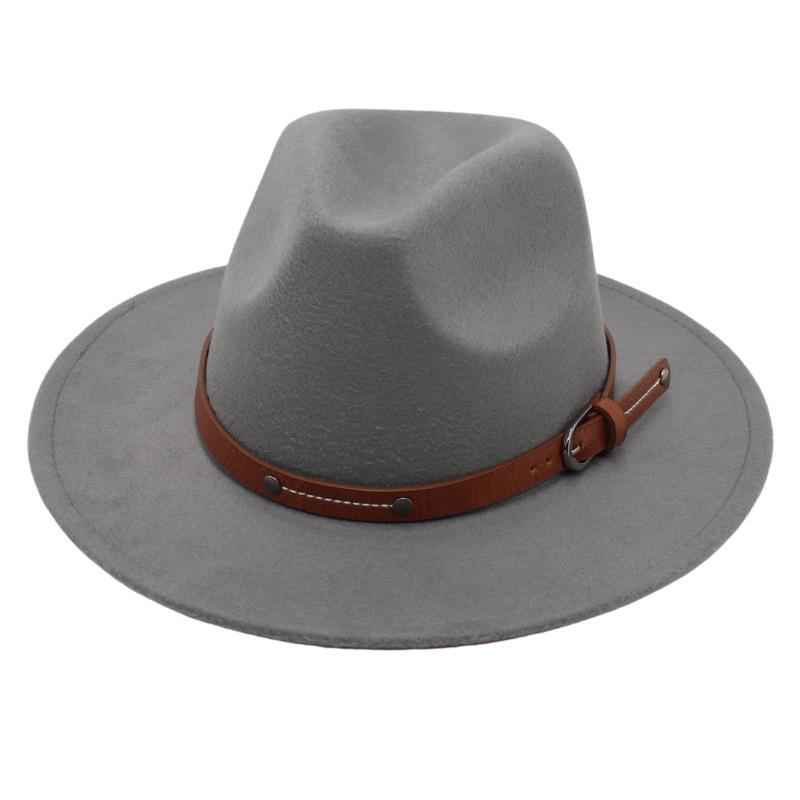 1PC Fashion Wool Fedora Hat Men Autumn Winter Wide Brim Jazz Cap Imitation Woolen Women Church Felt British Hat