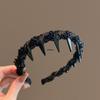 Sense Black Beaded Non-Slip Headband with Teeth - Elegant Women's Hair Accessory