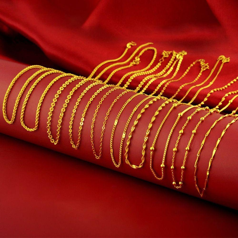 

Imitation Gold Water Ripple Chain Brass Pendant Durable Necklace Type-3
