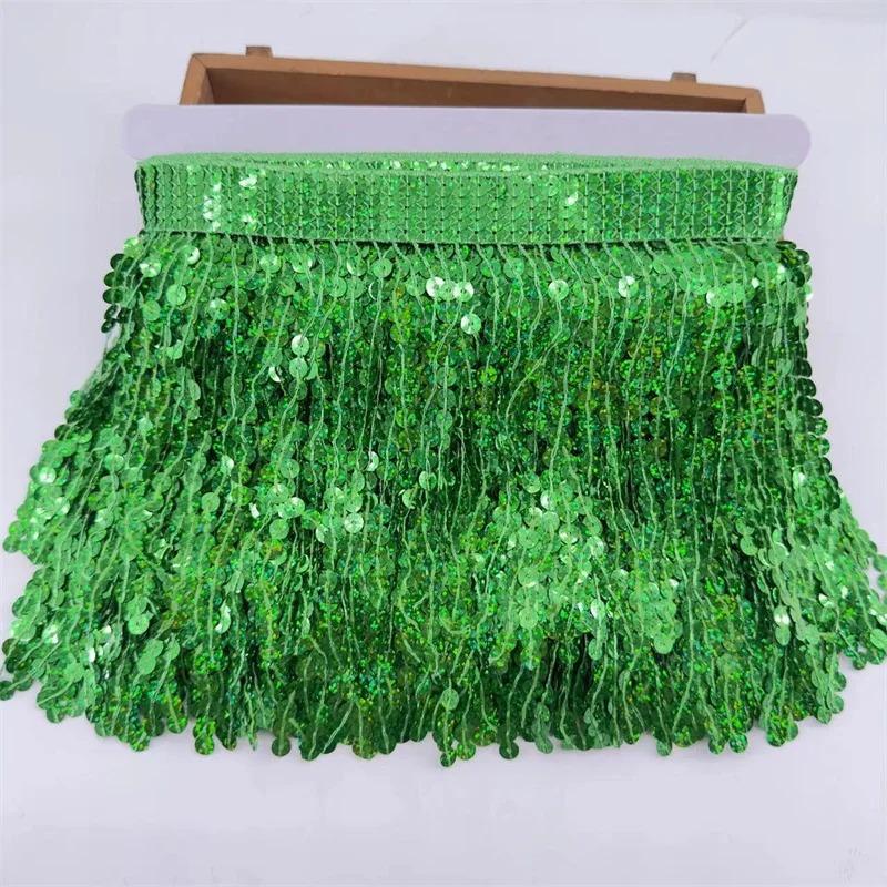 Dantelă cu Franjuri cu Paiete Laser de 15 cm, Accesorii Lanț de Talie pentru Haine de Dans Latin, Accesorii de Îmbrăcăminte DIY