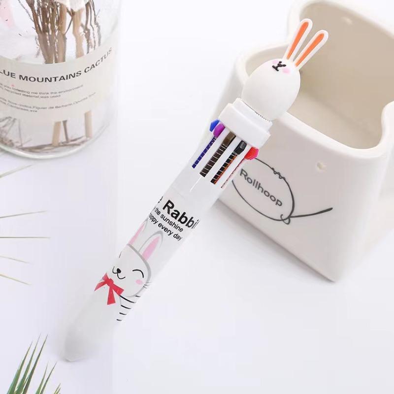 Ten-color Ballpoint Pen Girl Heart Cartoon Press Multi-color Pen Multi-function Color Handbook Pen Creative Cute Pen