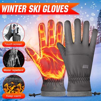 Winter Cycling Gloves Bicycle Warm Touchscreen Full Finger Gloves Waterproof Outdoor Bike Skiing Motorcycle Riding Heated Glove
