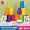 12 Cups Stacking Tower Game Set with 54 Cards 1 Bell - Color Sorting Cognitive Training Tabletop Interactive Toy for Puzzle Comp