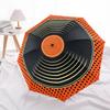 1pc Vinyl Record Automatic Folding Umbrella, 8-Rib Sturdy Canopy, Portable Travel Umbrella for Outdoor Use,090