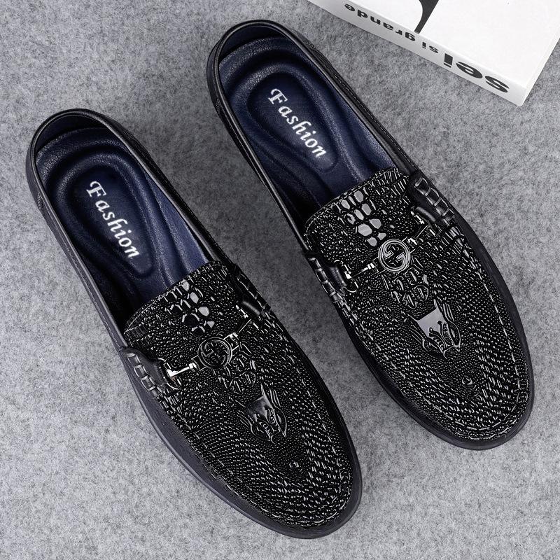 Loafers autumn new leather shoes men's foot casual shoes soft-soled lazy shoes one pedal Doudou shoes