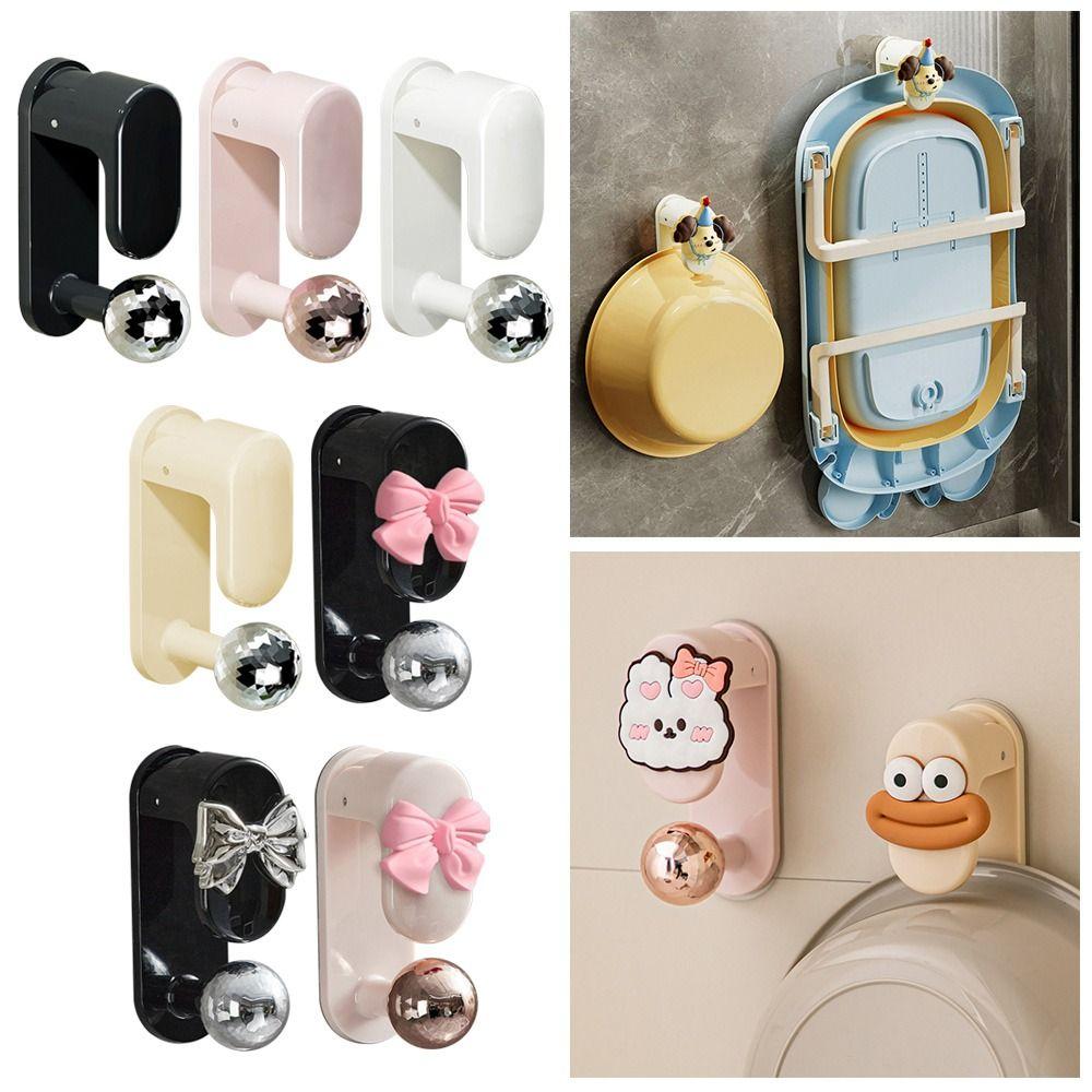 

Traceless Washbasin Holder Wall Mounted Washbowl Storage Rack Superior Quality Basin Hook Kitchen Solid Pink