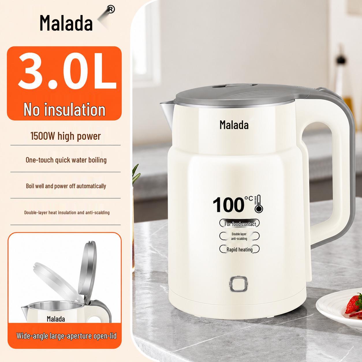 Large Capacity Smart Insulated Electric Kettle for Home and Dorm Use