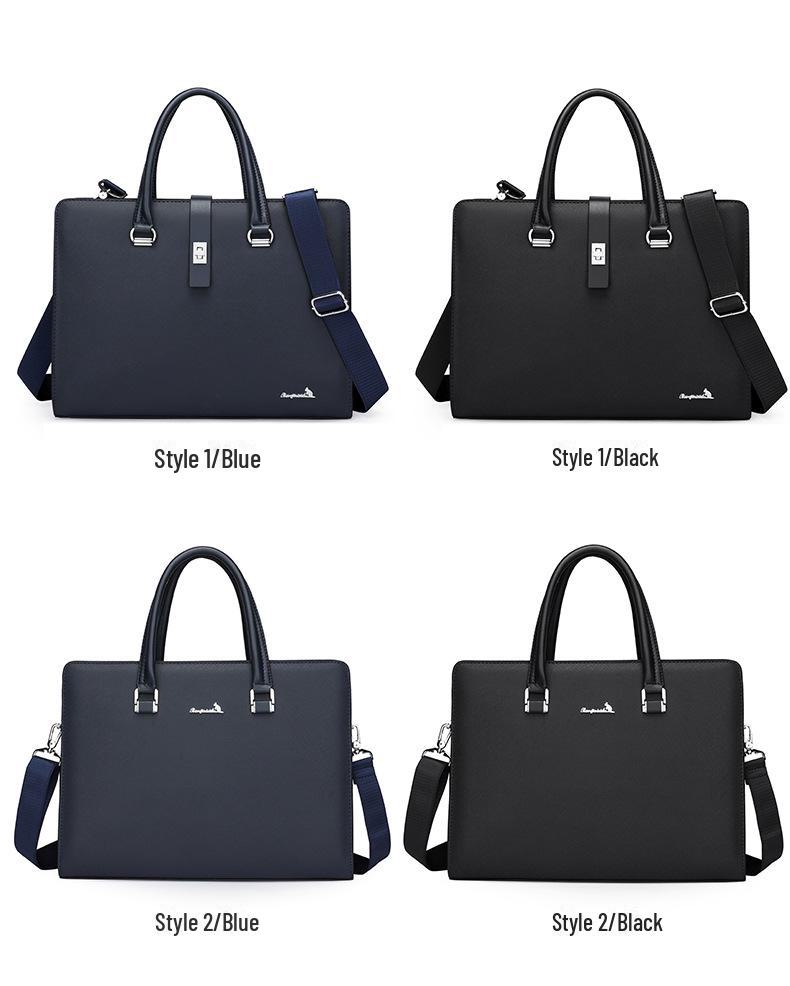 Men's Large Capacity Business Briefcase and Shoulder Messenger Bag