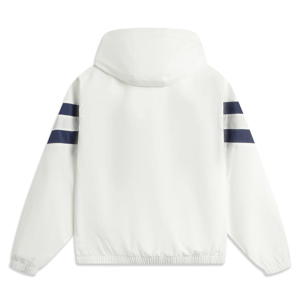 Li Ning Color Block Zipper Hooded Casual Loose Sports Windbreaker Men Outerwear Off-White Deep-Navy AFDV701-4