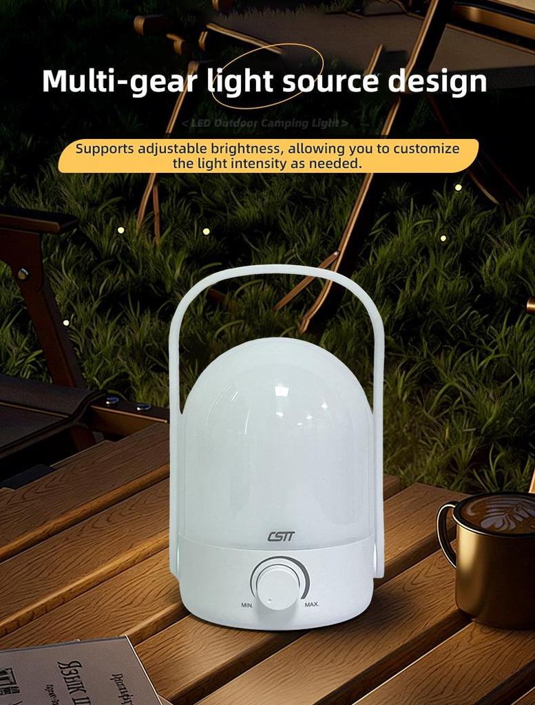 Rechargeable Dual-Color Night Light, Adjustable Brightness for Camping & Bedroom Sleep Aid