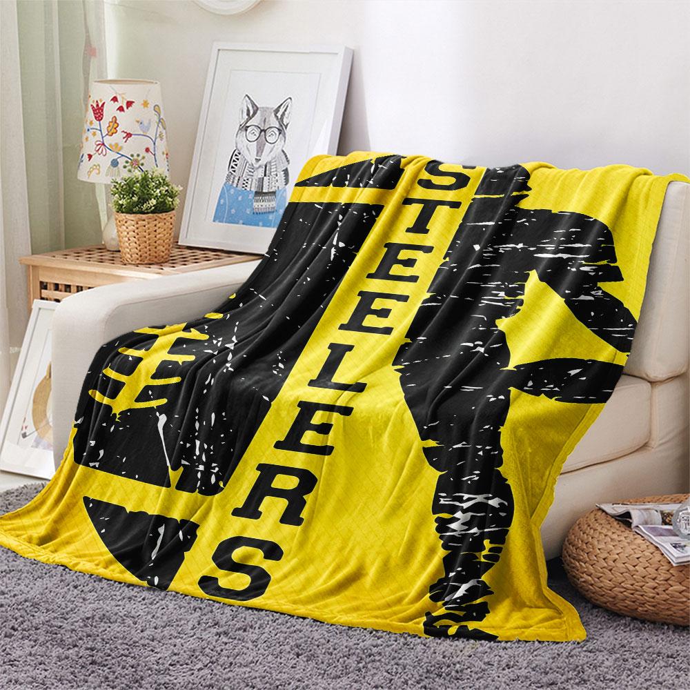 Pittsburgh Steelers Printed Flannel Blanket, soft throw for bedroom sofa, washable, fan merchandise, great gift.
