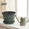 Flower Pots with Drainage Holes 12 Inch Thickened for Outdoor Indoor Plastic Leaf-Pattern Texture Deep Containers Flowers Planter Hole & Saucer,