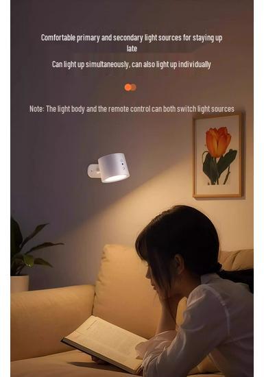 Rechargeable Wireless No-Drill Magnetic Bedside Reading Light with Remote Control