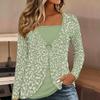 Tops for Women Flower Print Long Sleeve Fake Two‑Piece Top Fall Casual Slim Pullover Women's Long Sleeve Top