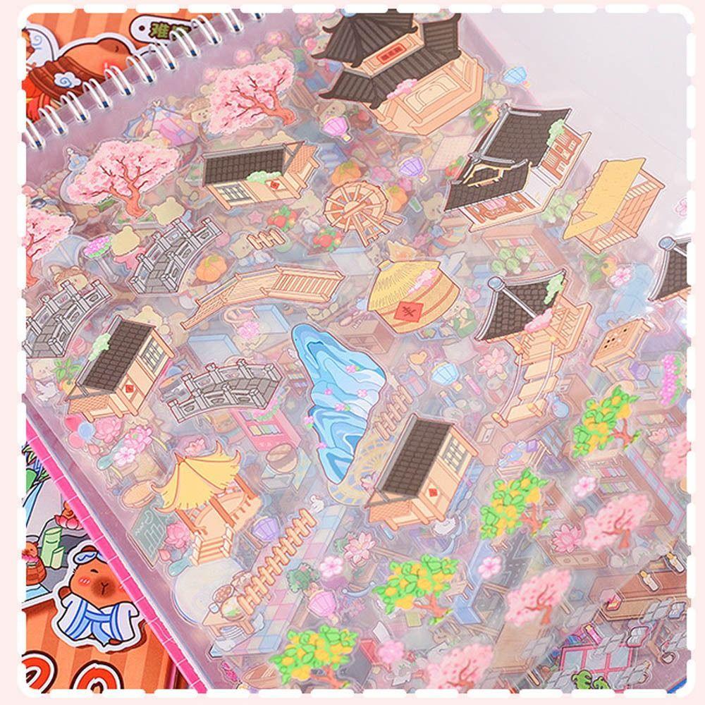 Cartoon Miniature Scene Collection PET Tent Sticker Decoration New Landscape Sticker Book  Kids