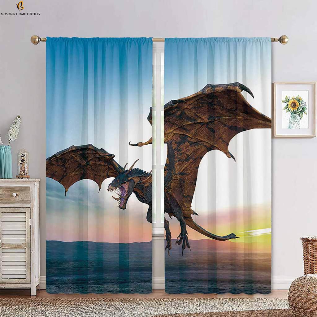 Window Curtains Animal Dinosaur Stereo Printing Bedroom Living Room Kitchen Children Decorative Made Of Polyester Great Decor