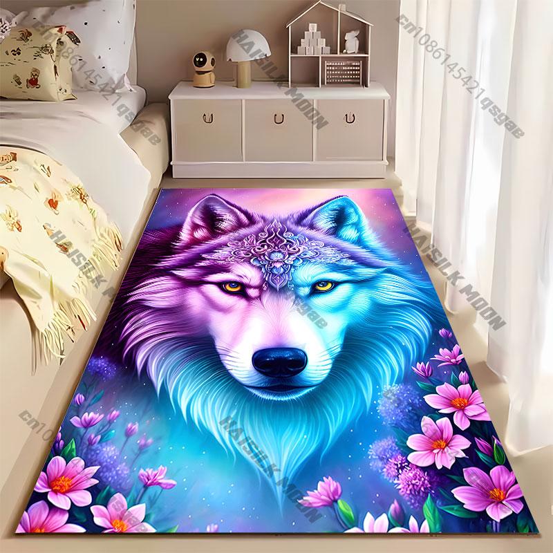 Mystical wolf nature elegance carpet Yoga living room room decor children's crawling mat doormat area rug games mat