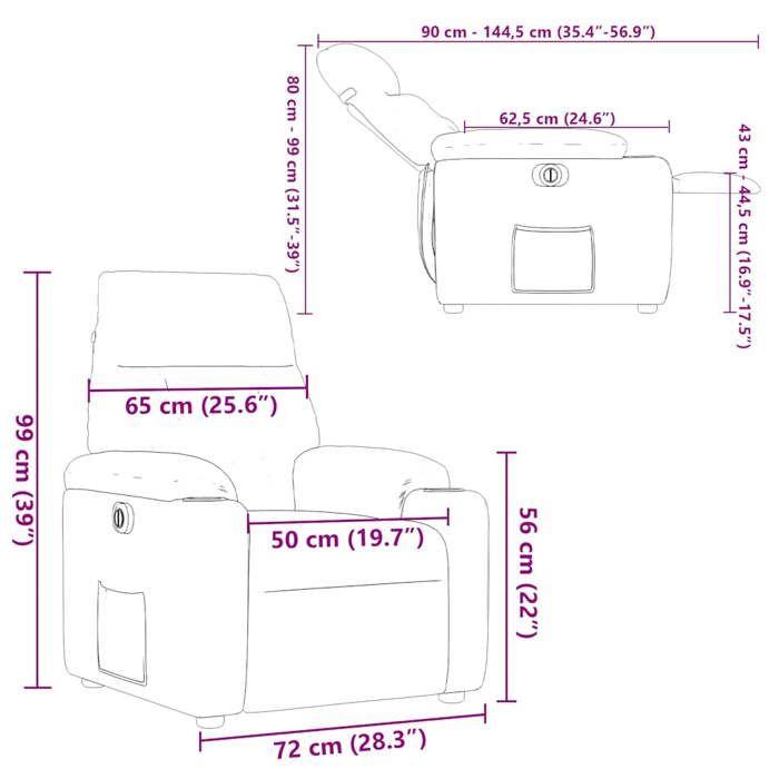 VidaXL Fauteuil inclinable électrique Noir Tissu 3303014