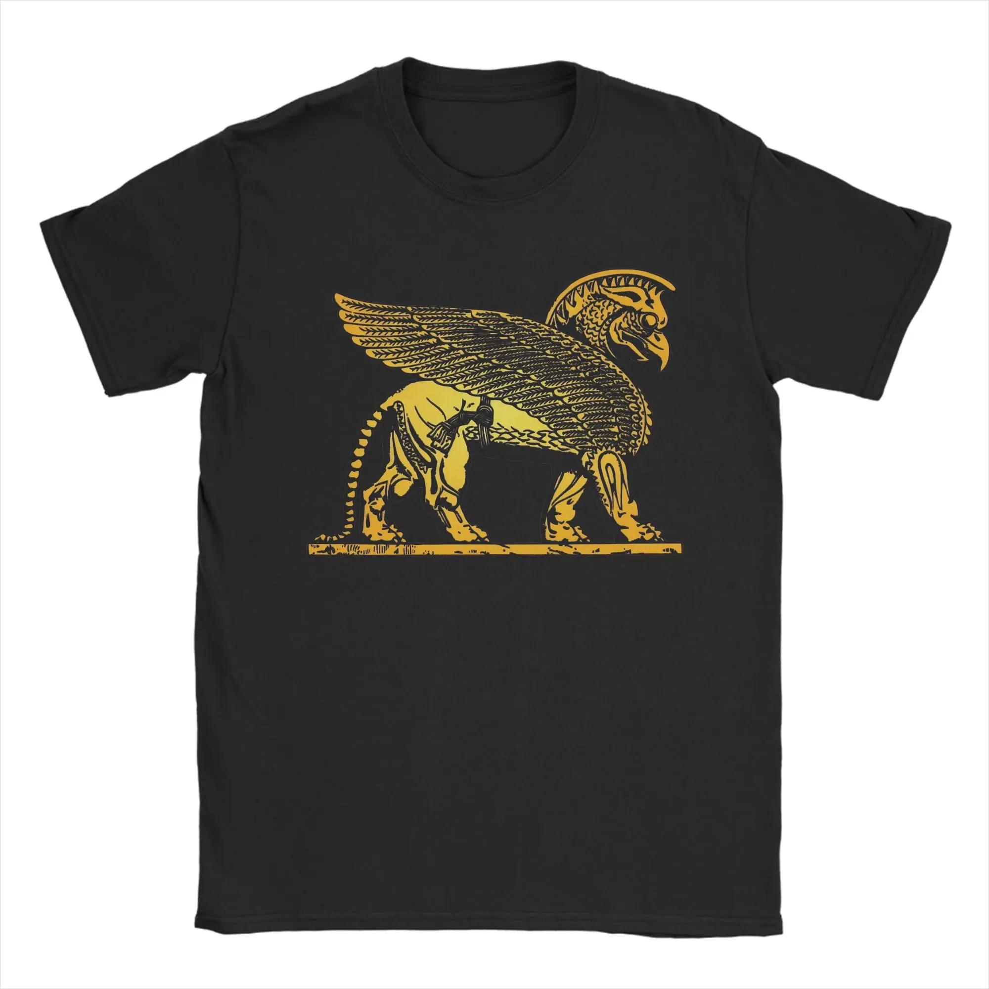 Men Assyrian Griffin Lamassu Winged Lion T Shirts  Pure Cotton Tops Funny Short Sleeve Round Collar Tees Plus Size T-Shirt S