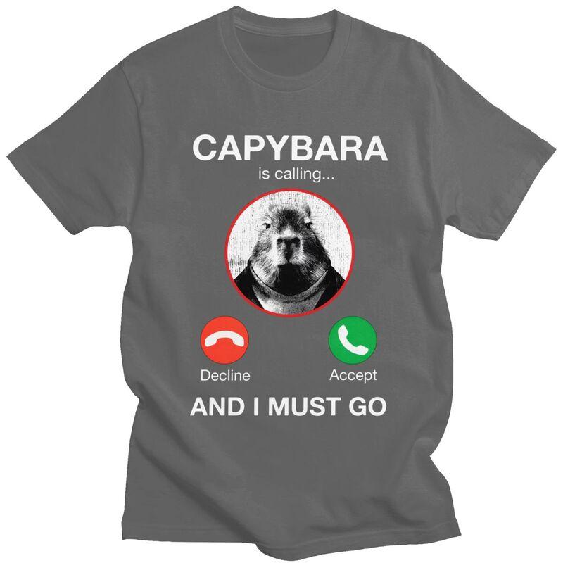 Capybara Is Calling And I Must Go Tshirt for Unisex Short Sleeves T Shirt Fashion Tshirts Pure Cotton Tees Birthday Gift