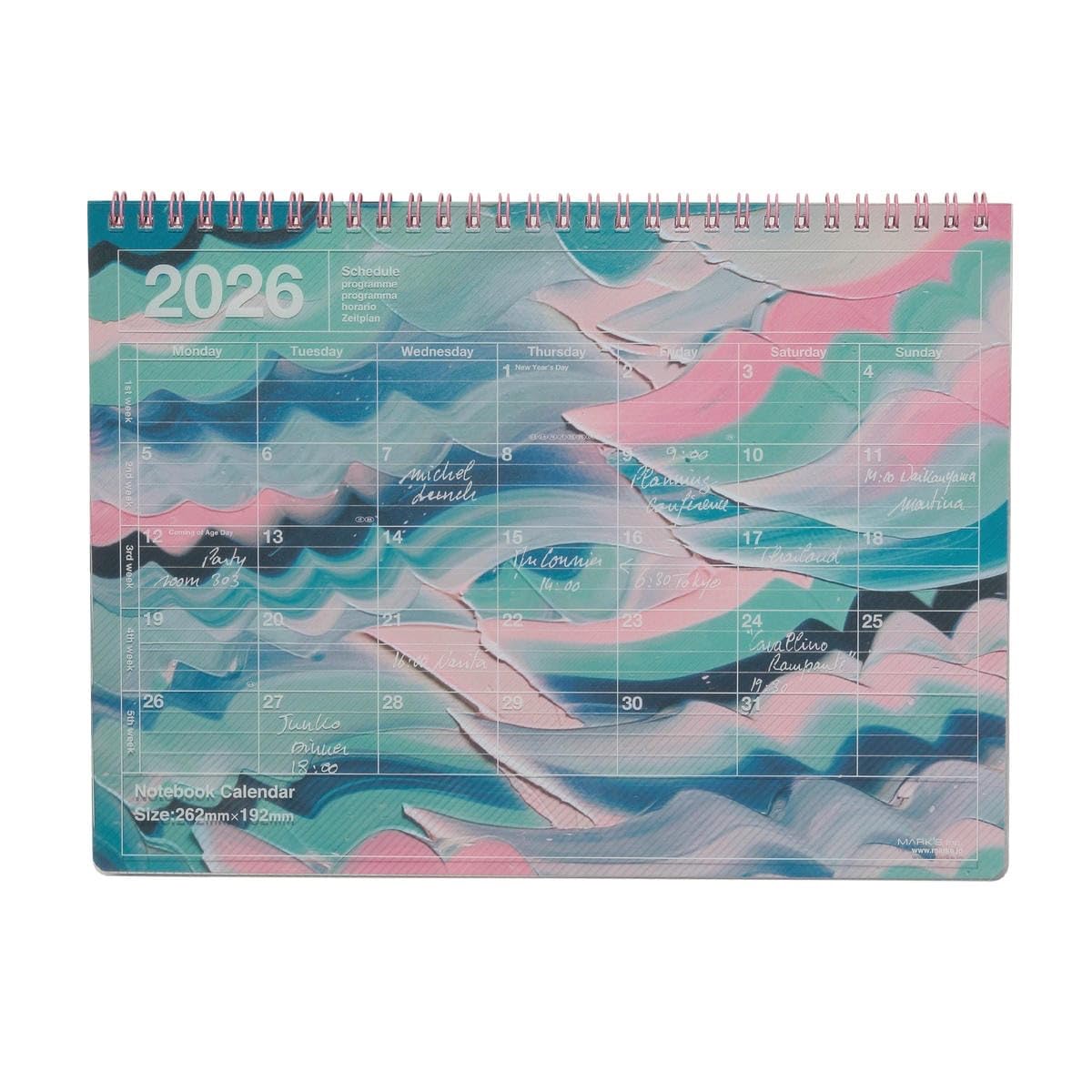 

2026 Ежемесячный B5 Еженедельник на лето, начиная с января, Блок, Размер, 2026, Календарь, М/Ёсики Окамура, Волна, Отметки, 26WDR-NB4-OBL