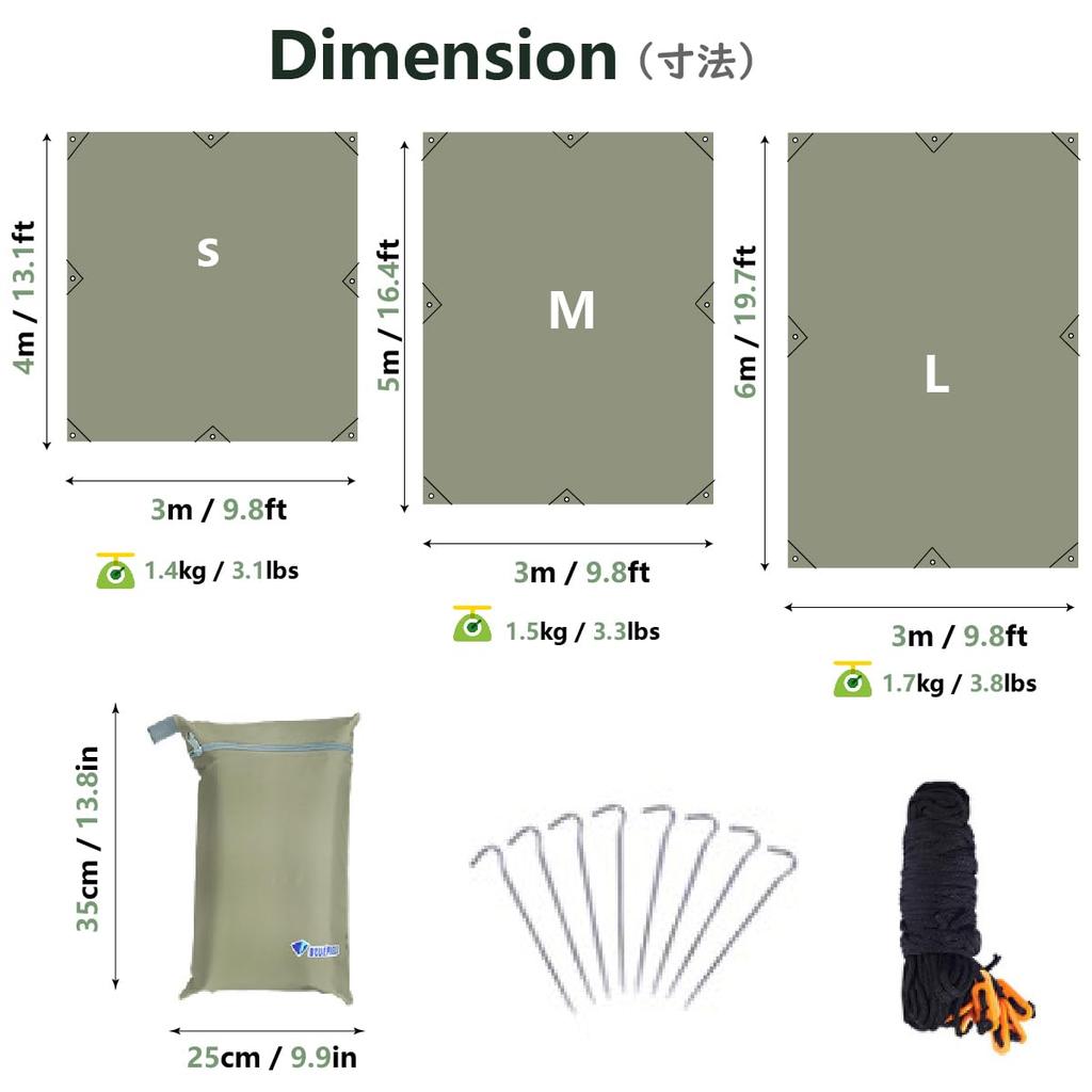 JEELAD Waterproof Tarp Tent Camping Tarp Tarp Tent Flysheet Sun Shelter Lightweight Blackout Awning Outdoor Camping