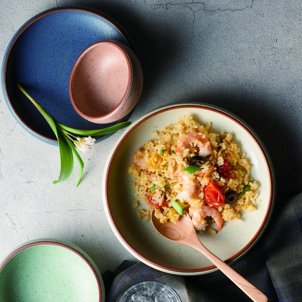 Easy-to-scoop Plates and Bowls, Pair Set for Two, 17cm Plate and 10cm Bowl, Dishwasher and Microwave Safe, Rakusuku UD, Made In Japan, 6816-01