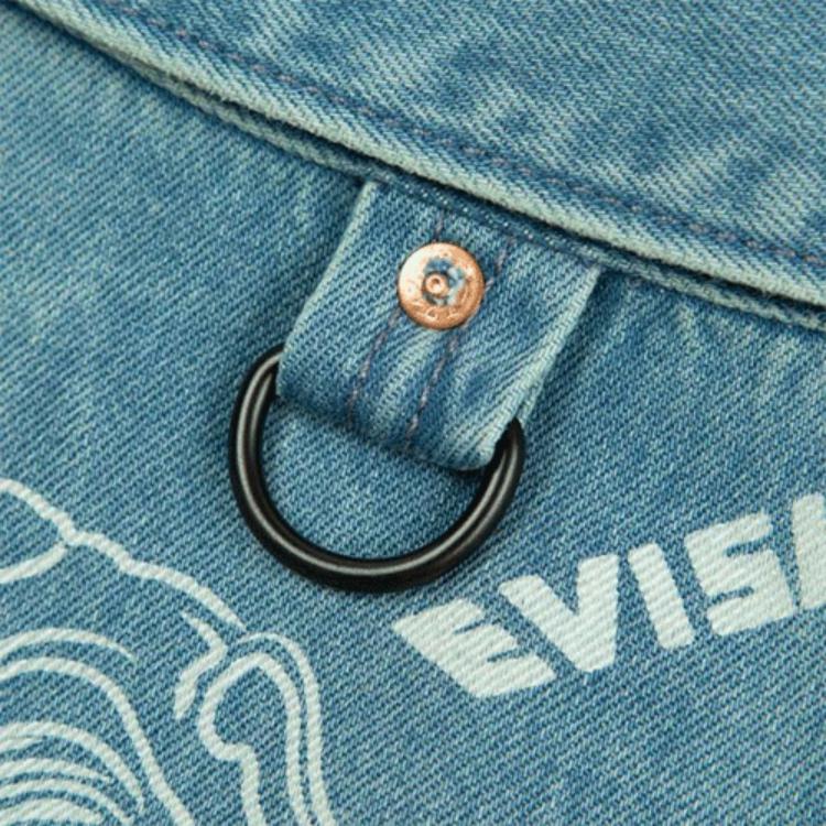 Evisu Full Print Buddha Head Letter Print Denim Jacket Men Jacket Denim-Blue 2ESHTM2DJ718LFCT