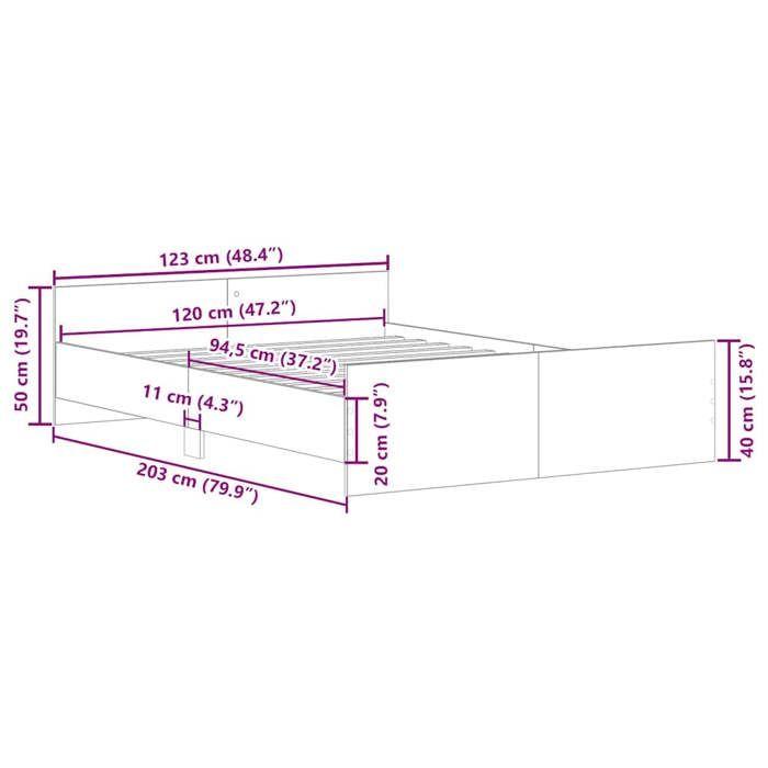 VidaXL Bed Frames Without Mattress Artisan Oak 120x200 Cm, Bedroom Furniture, Slatted Base,, Bed, Double Bed 3328733