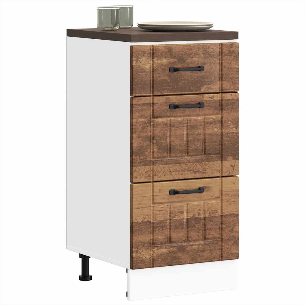 Kitchen Base Cabinet Lucca Vintage Wood Look Particleboard