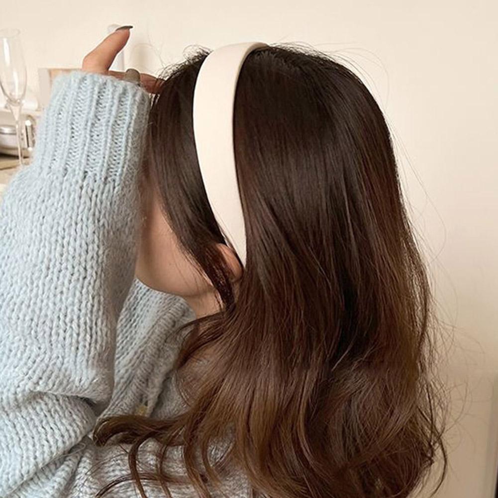 Fashion Solid Color Wide Headbands for Women Girls, 3cm Wide Non-Slip Elastic Thick Hair Band Hair Hoop Trendy Winter Fall Style