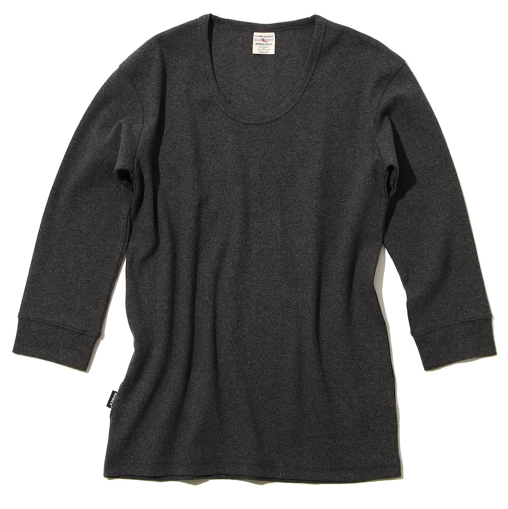 

Avirex Daily Rib Quarter Sleeve Sleeve Size 019 Charcoal T-Shirt, 3/4 (Antibacterial, Anti-odor), Men s Medium, 6143509,