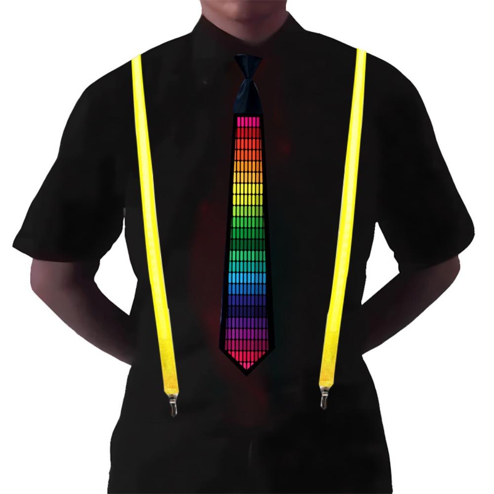 Adjustable Flashing Glow Rave Party Necktie Hip-hop Luminous Cravat  Night Club Bar Party Props