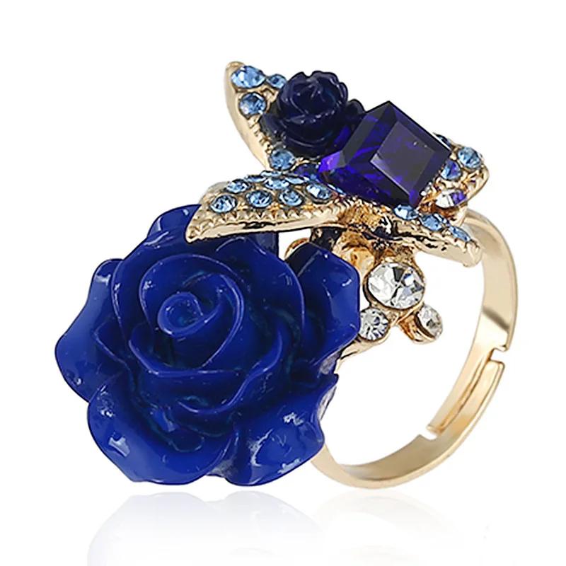 Rose ring, ethnic butterfly ring, retro bohemian alloy new jewelry.