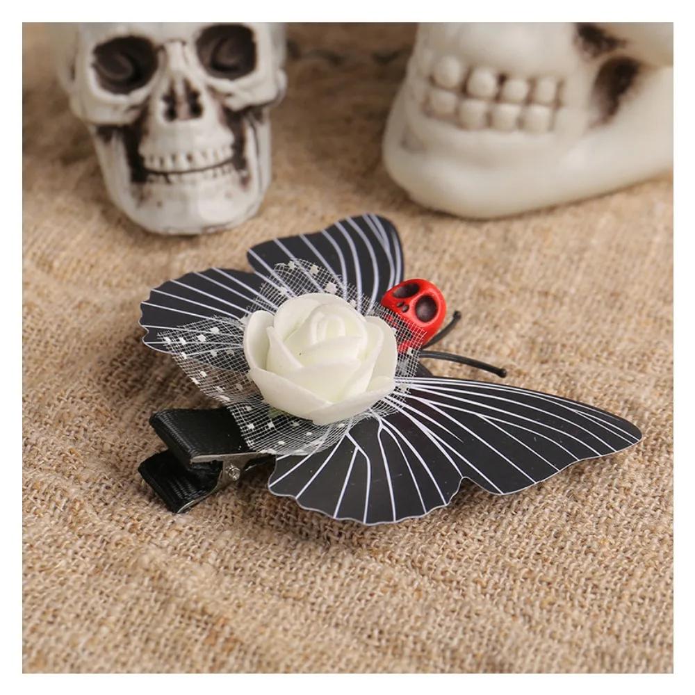 Halloween Skull Butterfly Hairpin Holiday Funny Headdress Party Costume Side Duck Clip Decoration