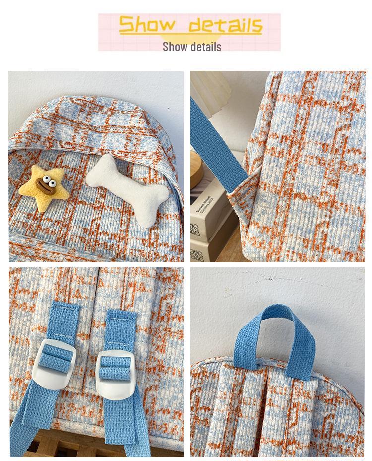 Plaid Cute Japanese Backpack for Girls - Versatile Travel & College Bag