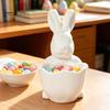 Handmade Craft Bowl 3D Printed Easter Bunny Candy Bowl, Cute Rabbit Holding Figurine, DIY Paintable White Desk Shaped Holder Decor for Living