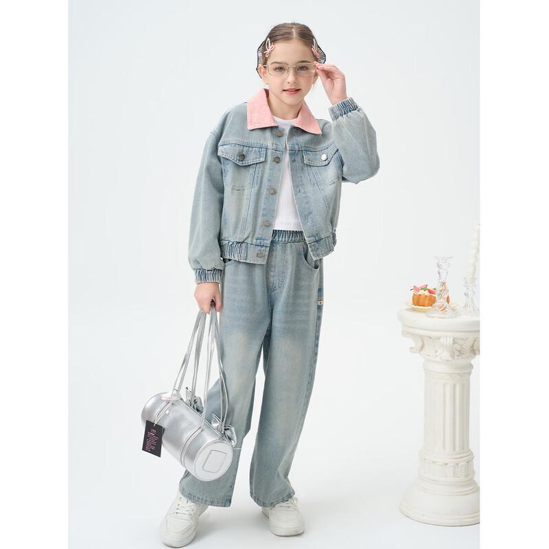 

Girls Denim Jacket & Wide-Leg Pants Set 150