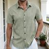 Men Summer Button-up Shirt Short Sleeve Turndown Collar Shirt Casual Loose Fit Holiday Shirt for Beach Vacation Street