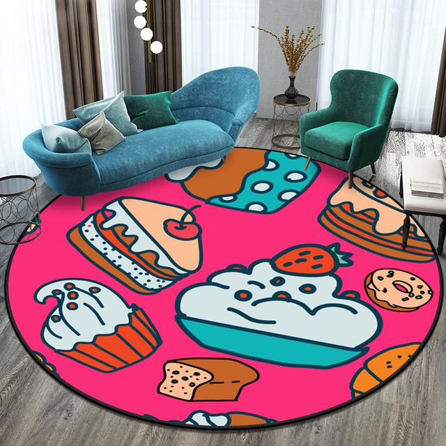 Cute Cartoon Pattern Round Carpet Floormat Living Room Carpet In Children 'S Crawl Play Area Washroom Floor Mat Area Rug Door Mat