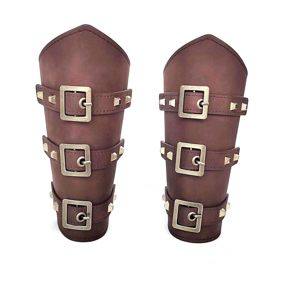 

Панк хип-хоп косплей кожаная броня рука викинг браслеты пиратский рыцарь перчатка наруч наручи аксессуары темно-коричневого