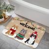 Plush Cat Welcome Doormat, Ultra-Soft Absorbent Polyester Rug, Non-Slip Christmas Decor for Bathroom Living Room Rug