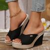 Women Wedge Slippers 2025 Summer Peep-Toe Shoes Woman High-Heeled Platform Slides Women Casual Wedges for Women High Sandals