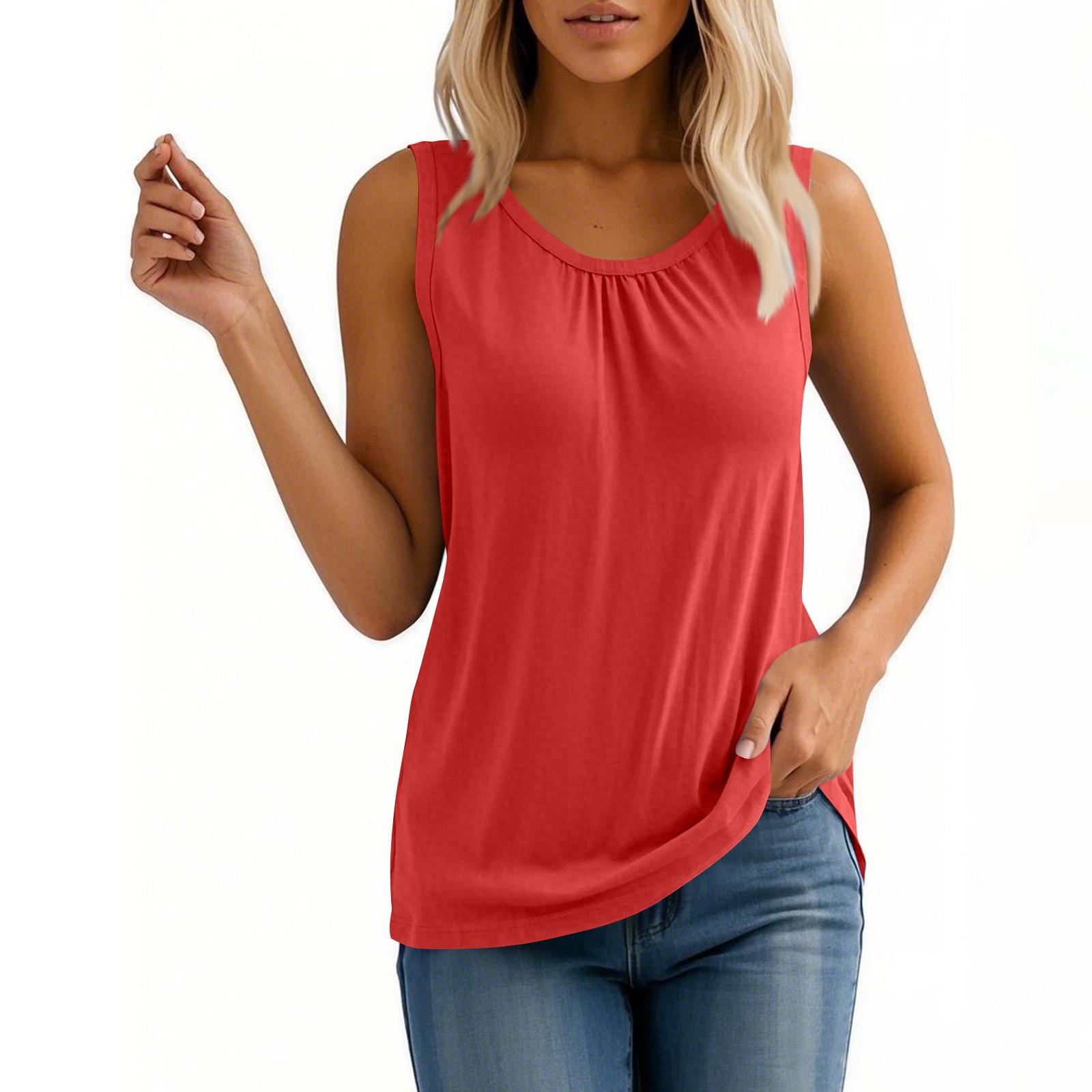 

Женская модная свободная однотонная майка без рукавов с круглым вырезом XL