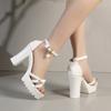 Fashion Fashion 2025 Buckle Strap Women's Sandals New Metal Decoration Office and Career Open Toe Plus Size Best Seller Heeled Sandals