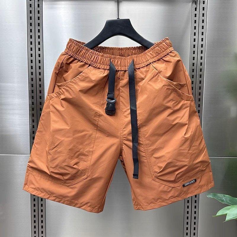 Herren Sommer Arbeitshose mit großer Tasche am Bund, dünn, locker, gerade, halblange Hose
