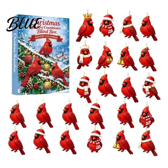 Daily Countdown Box Birthday Gift 24-Day Christmas Advent Calendar Red Bird Set with for Children