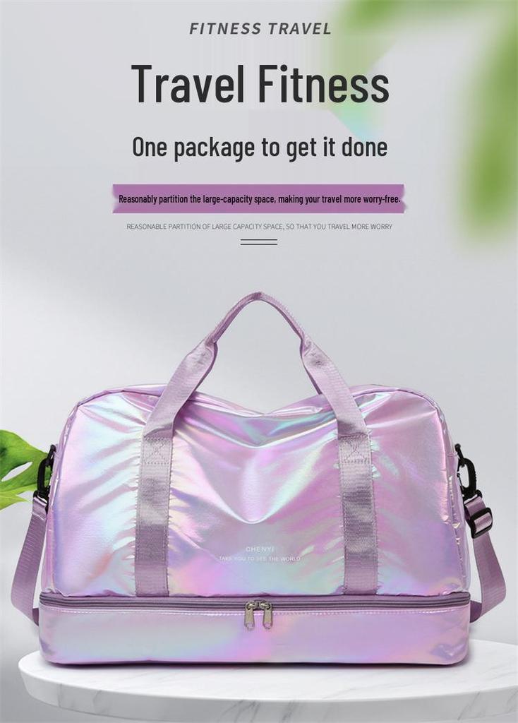 Large Capacity Colorful Shiny Fitness Travel Bag with Wet/Dry Separation - Versatile Crossbody Shoulder Bag