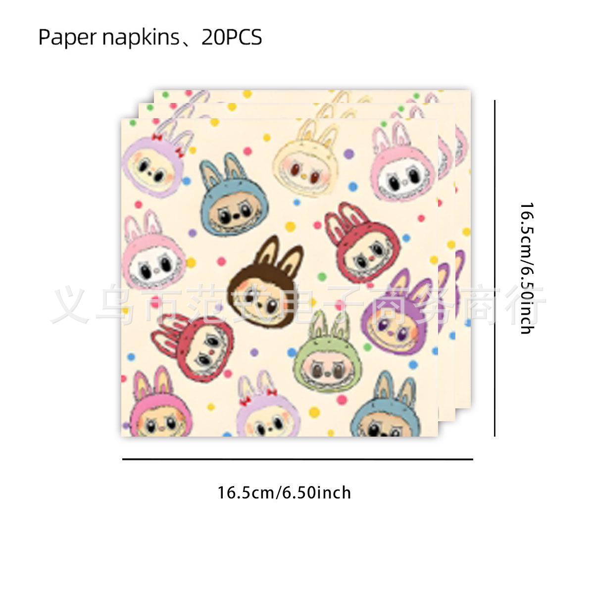 

Набор одноразовой посуды для вечеринки в честь дня рождения Лабубу - Тарелки, Салфетки, Стаканы, Скатерть, Баннер